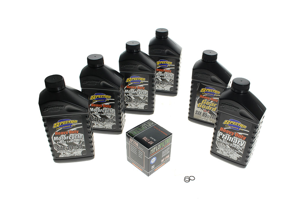 Spectro Oils Oil Change Service Kit with Premium Heavy Duty Engine Oil. Fits Evolution Big Twin 1984-1999