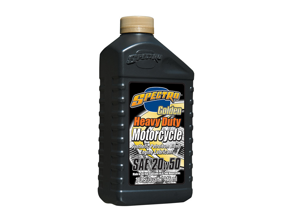 Heavy Duty Golden Semi-Synthetic Engine Oil. 20w50 1 Quart Bottle (946ml). Fits Big Twin 1984up.