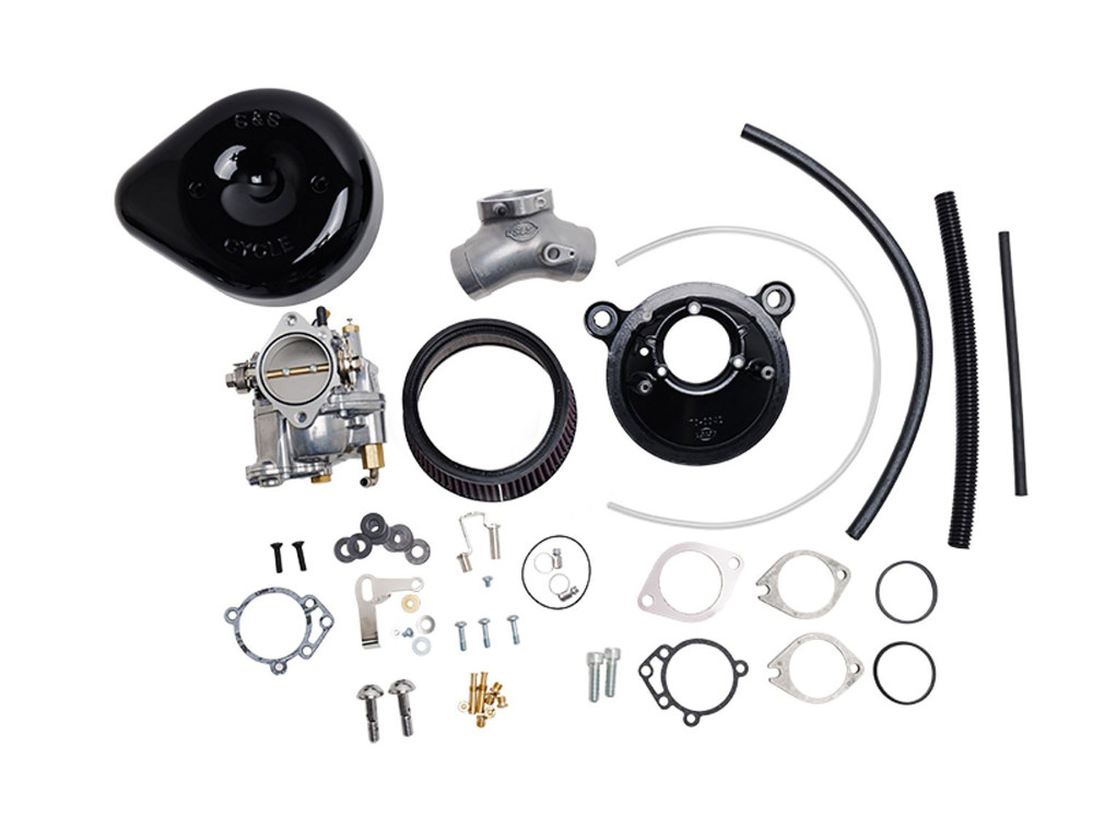 Super E Carburettor Kit. Fits Evo 1984-1999. Black Stealth Air Cleaner.