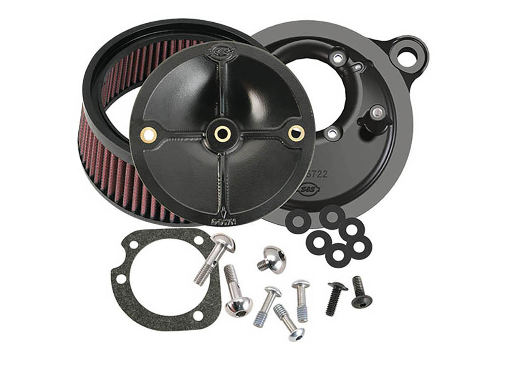 Stealth Air Cleaner Kit – Black. Fits Big Twins 1993-2017 with CV Carb or Cable Operated Delphi EFI.