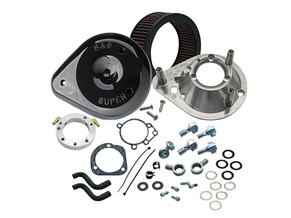 Teardrop Air Cleaner Kit - Black. Fits Big Twins 1989-2017 with CV Carb or Cable Operated Delphi EFI.