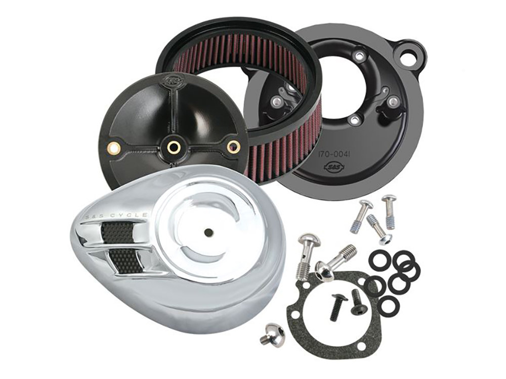 Stealth Air Cleaner Kit with High Flow Element – Chrome. Fits Touring 2017up & Softail 2018up Models with Stock Bore Throttle Body.