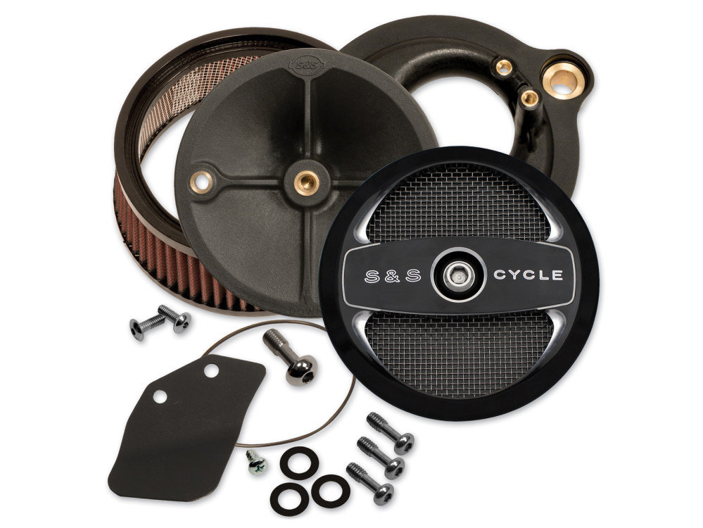 Stealth Air Cleaner Kit with Air 1 Face Plate - Black. Fits Touring 2017-2024 & Softail 2018-2024