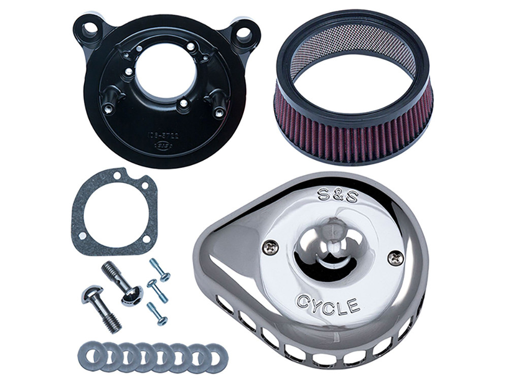 Mini Teardrop Air Cleaner Kit - Chrome. Fits Sportster 1991-2006 with CV Carburettor.