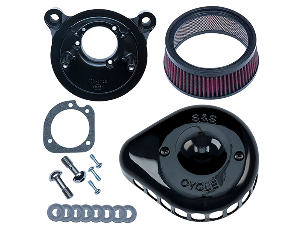 Mini Teardrop Air Cleaner Kit - Black. Fits Sportster 1991-2006 with CV Carburettor.