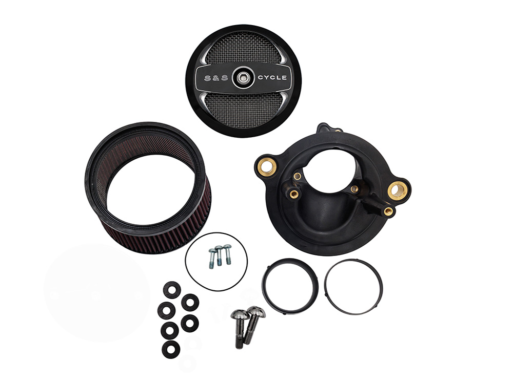 +1 Inch Stealth Air Cleaner Kit with Air 1 Face Plate - Black. Fits CVO Touring 2023up, Street Glide & Road Glide 2024up, Touring 2025up & Softail 2025up with Stock 58mm, SE 64mm or SE 68mm Throttle Body - S&S