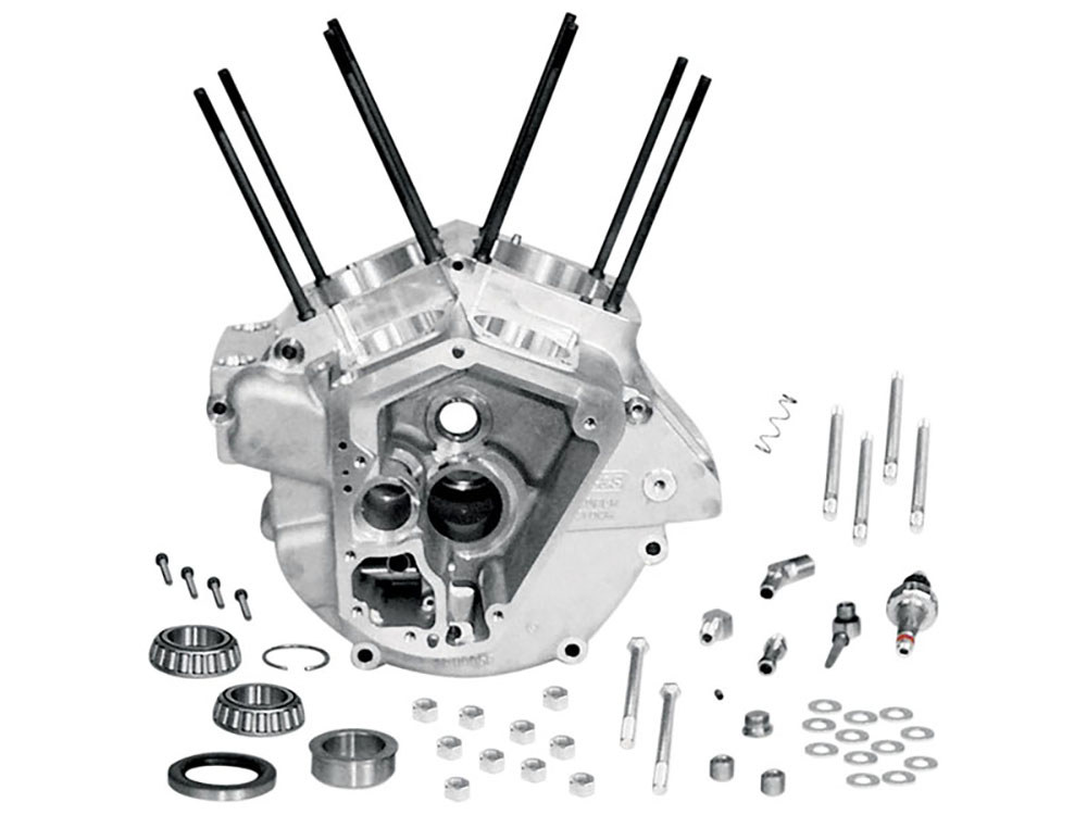 Crankcase Assembly with 3-1/2in. Bore - Natural. Fits Big Twin 1984-1991