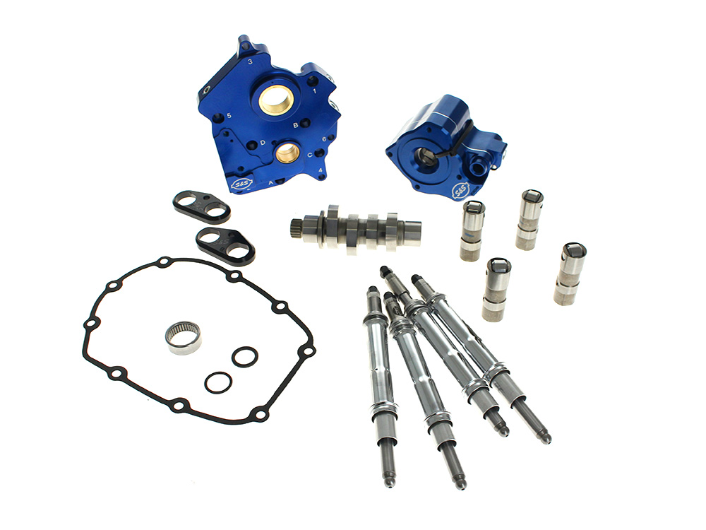 S&S Cam Chest Kit with HPT496 Chain Drive Camshaft & Chrome Pushrod Covers. Fits Touring 2017up & Softail 2018up with Oil Cooled Engines