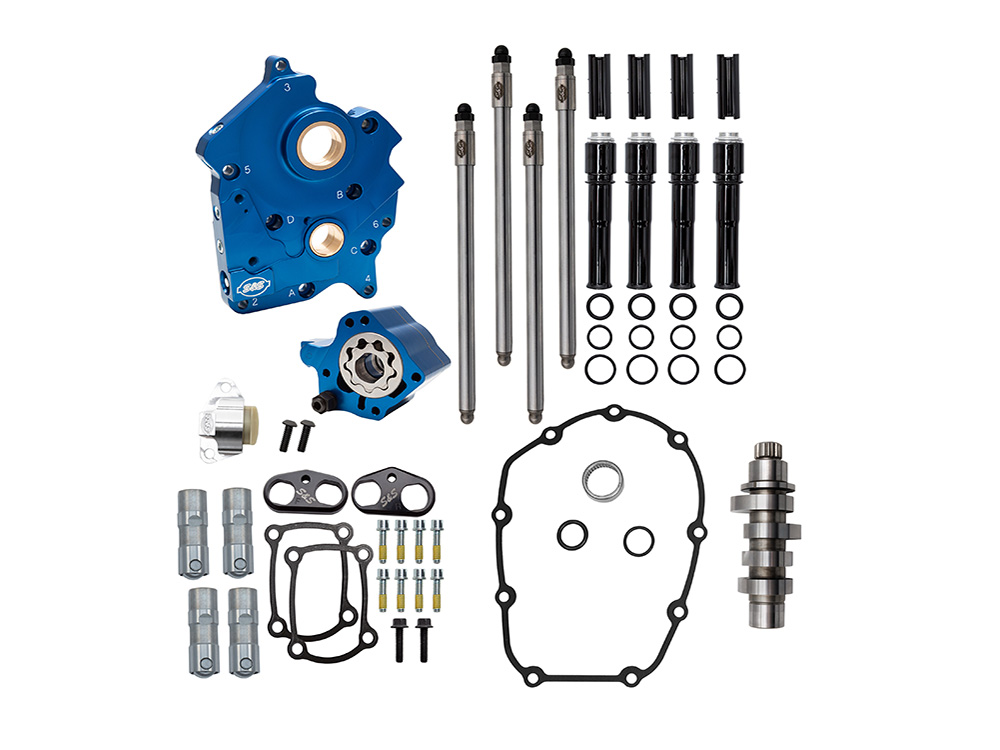 Cam Chest Kit with HPT542 Chain Drive Camshaft & Black Pushrod Covers. Fits Gen 2 Milwaukee-Eight Softail 2025up with Oil Cooled Engine - S&S