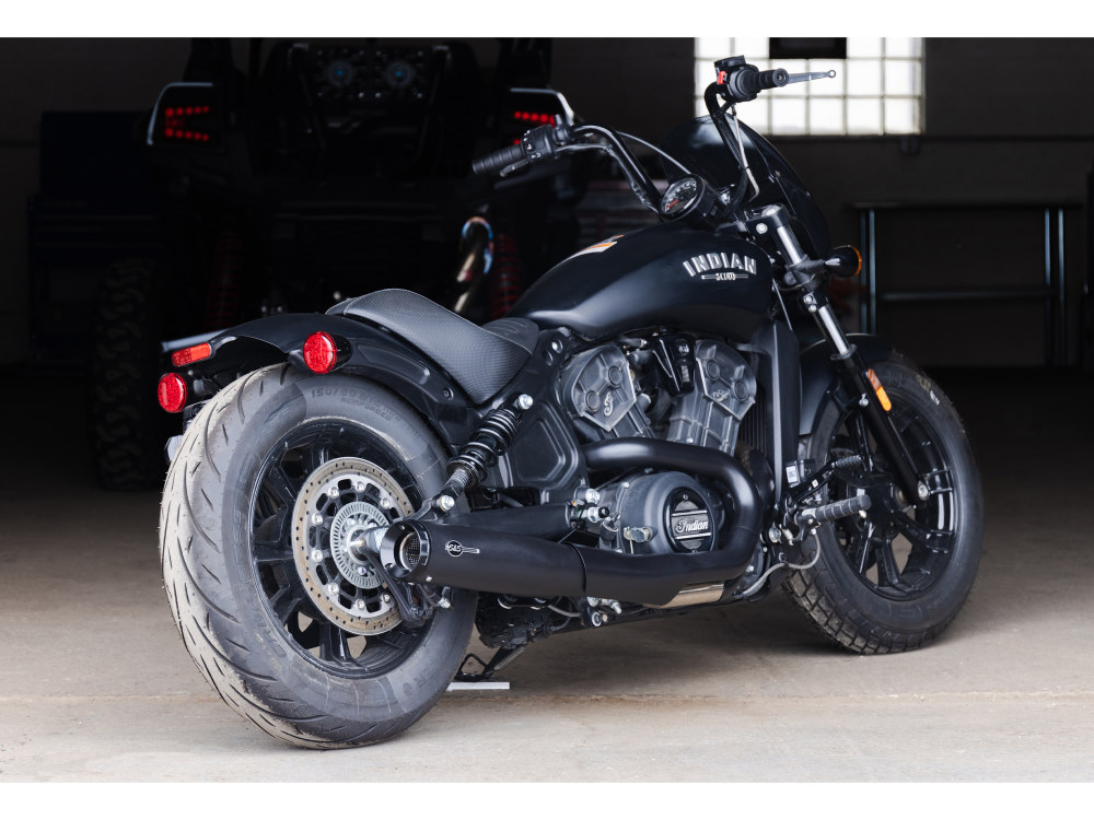 Grand National 2-into-1 Exhaust - Black with Black End Cap. Fits Indian Scout 2015up.