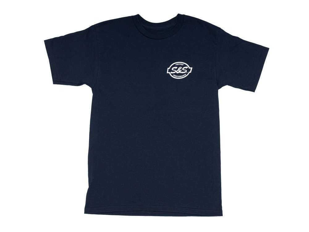 S&S Cycle Performance Parts Navy T-Shirt – Large.