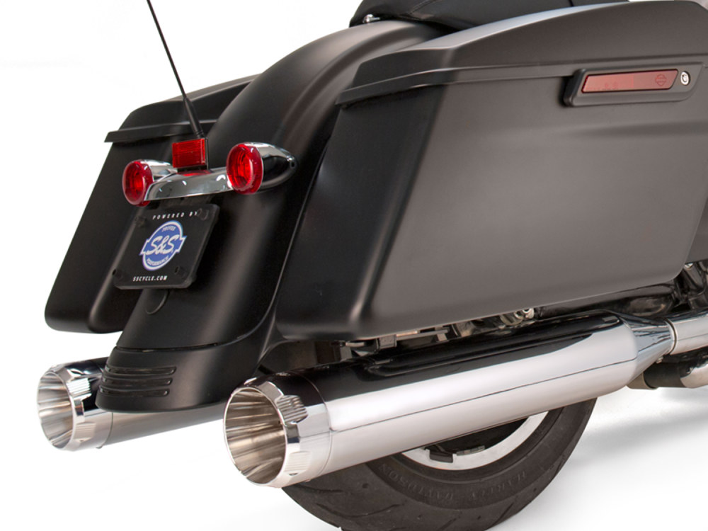 4-1/2in. Mk45 Slip-On Mufflers - Chrome with Chrome Thruster End Caps. Fits Touring 1995-2016.