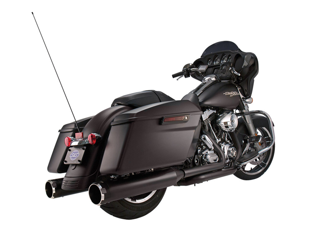 4-1/2in. Mk45 Slip-On Mufflers - Black with Black Thruster End Caps. Fits Touring 1995-2016.