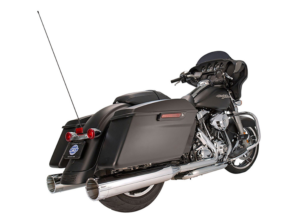 4-1/2in. Mk45 Slip-On Mufflers - Chrome with Chrome Tracer End Caps. Fits Touring 1995-2016.