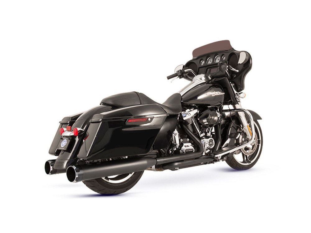 El Dorado 2-into-2 Dual Exhaust – Black with Black Thruster End Caps. Fits Touring 2017up.