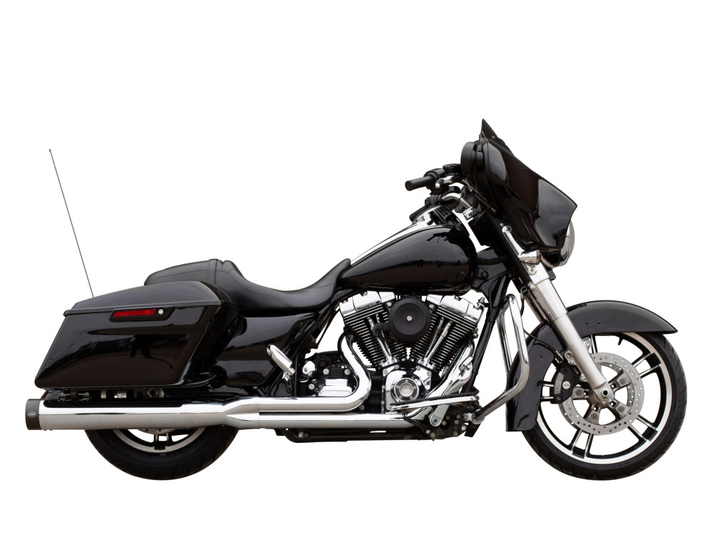 2-into-1 Sidewinder Exhaust – Chrome with Black End Cap. Fits Touring 1995-2016.