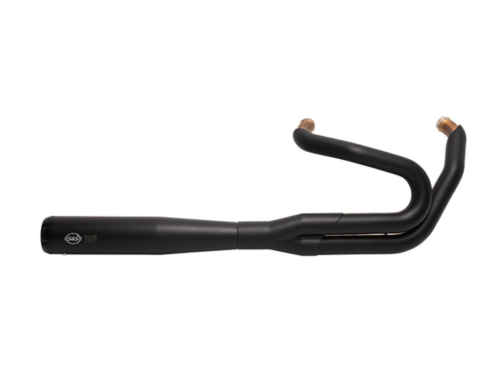 2-into-1 SuperStreet Exhaust - Black with Black End Cap. Fits Softail 2018up Non-240 Rear Tyre Models.
