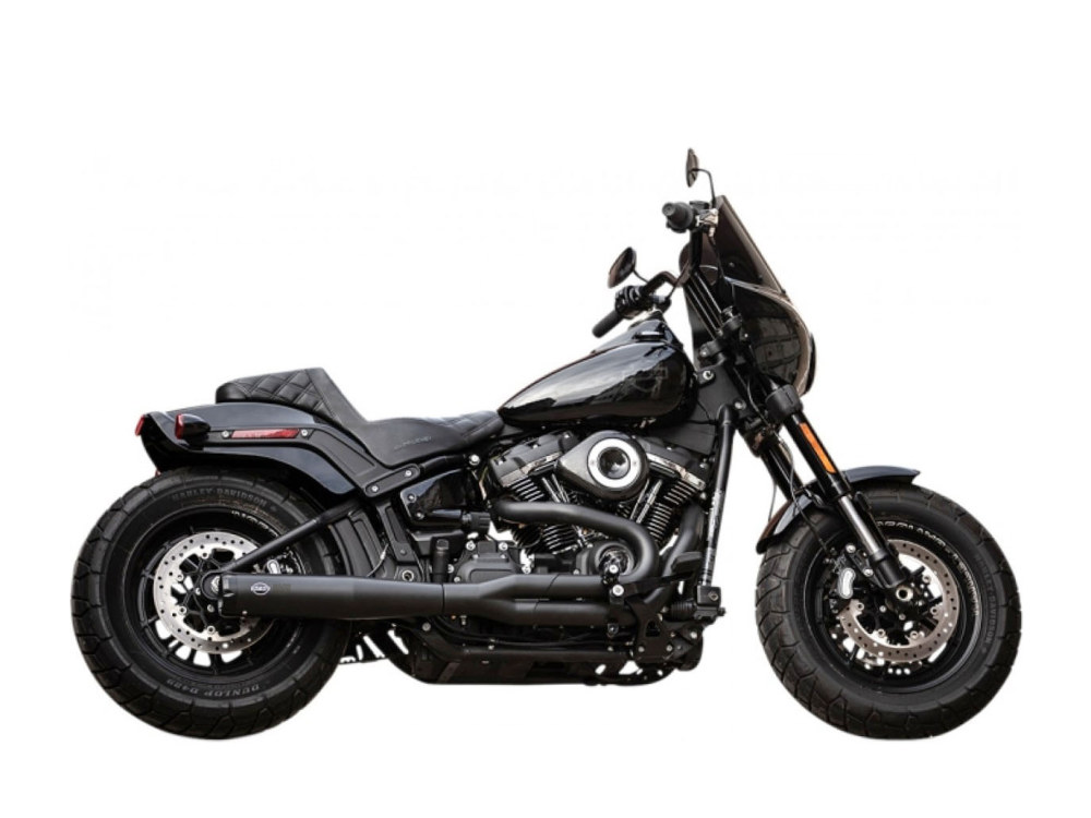 2-into-1 SuperStreet Exhaust – Black with Black End Cap. Fits Softail 2018up Non-240 Rear Tyre Models.