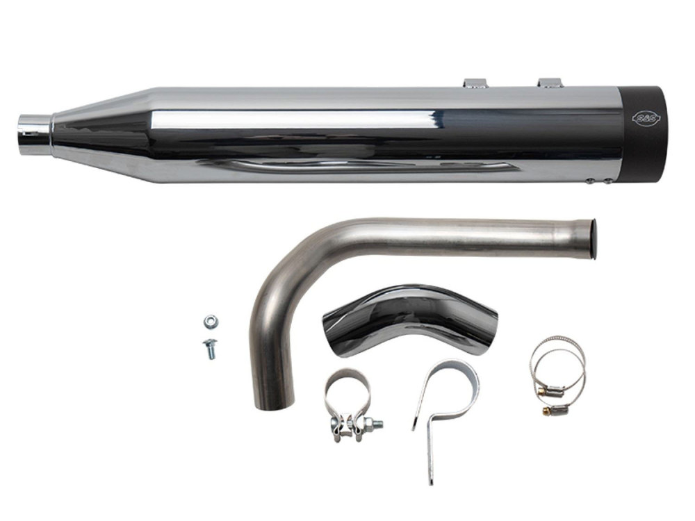 Shadow Pipe for S&S Sidewinder 2-into-1 Exhaust - Chrome with Black End Cap. Fits Touring 2009up.