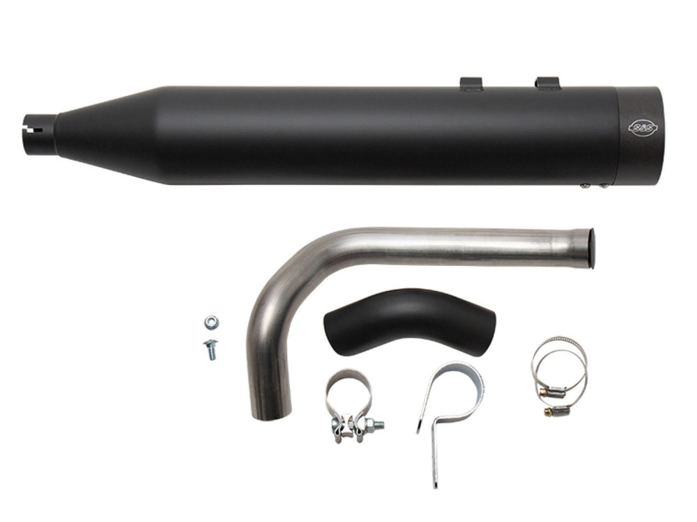 Shadow Pipe for S&S Sidewinder 2-into-1 Exhaust - Black with Black End Cap. Fits Touring 2009up.