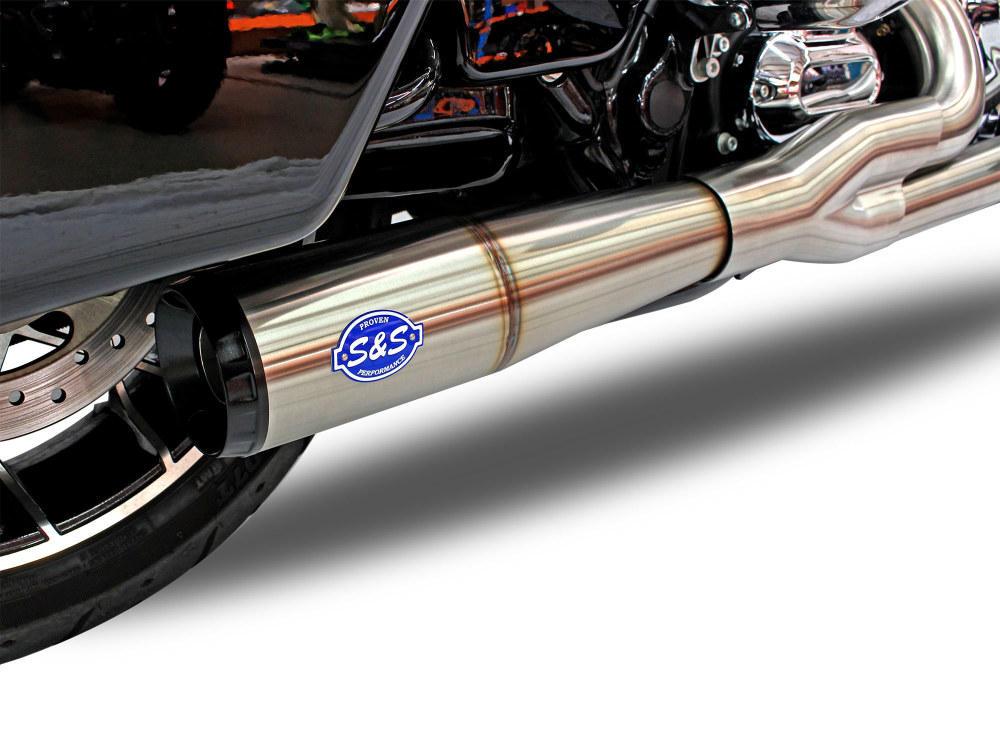 2-into-1 Diamondback Exhaust - Stainless with Black End Cap. Fits Touring 2017up.