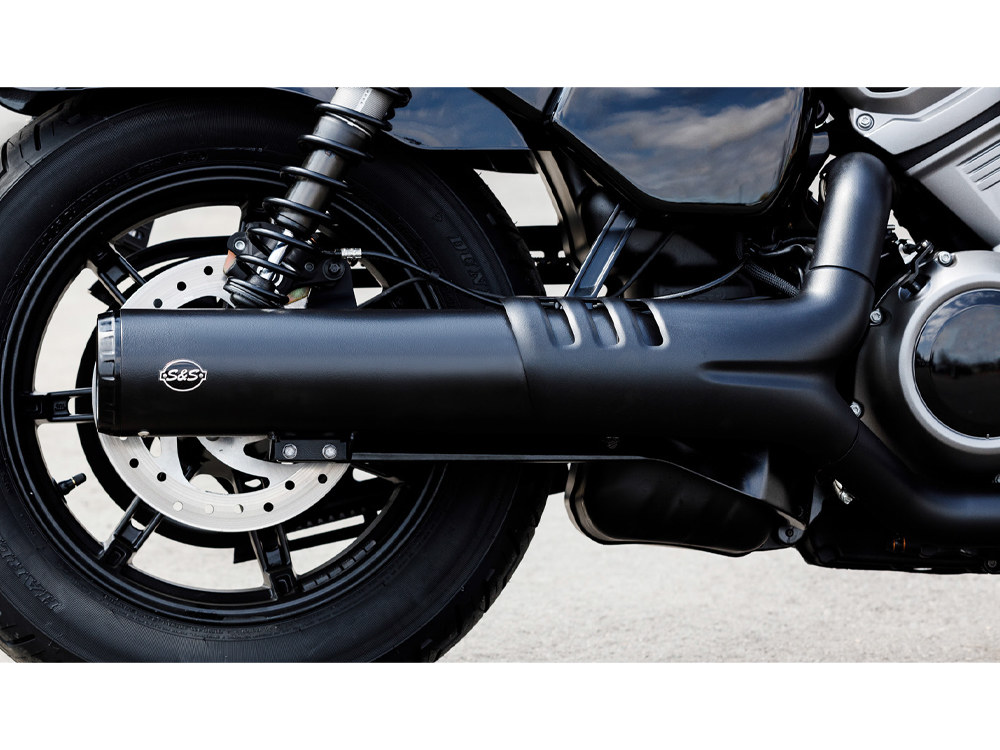 4.5in. Grand National Slip-On Muffler - Black with Black End Cap. Fits Nightster 2022up.