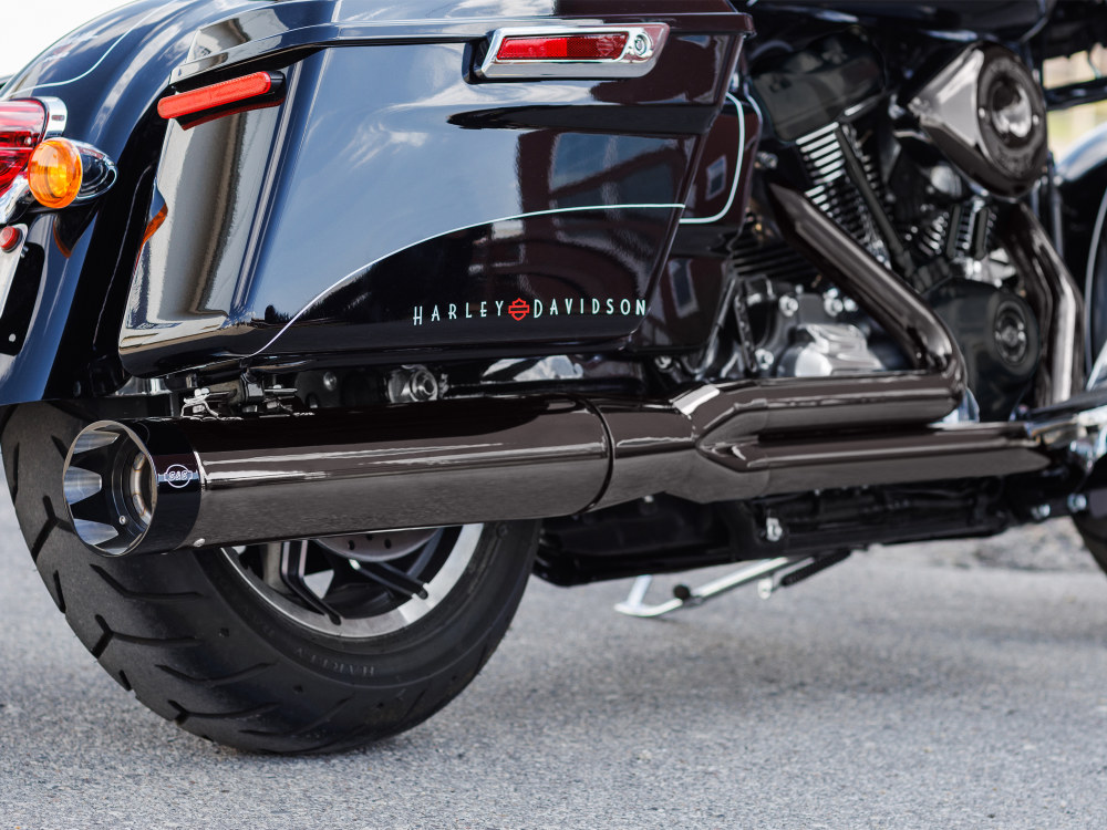 2-into-1 Sidewinder Exhaust - Lava Chrome with Black End Cap. Fits Touring 2017up.