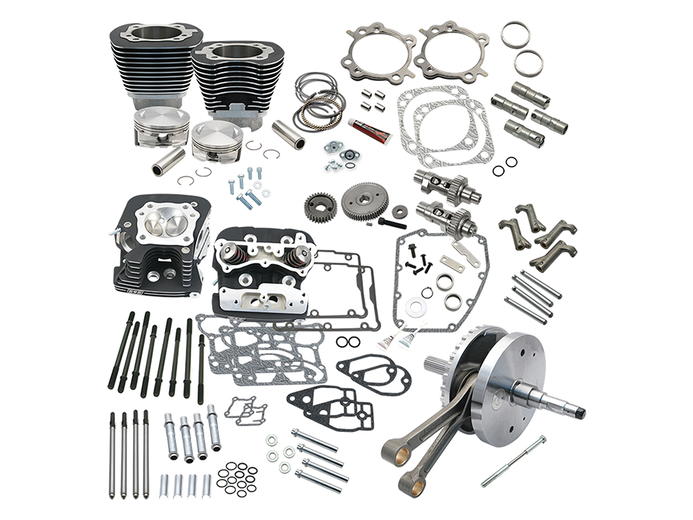 124ci Hot Set Up Kit with 91cc S&S Cylinder Heads - Black. Fits Twin Cam Softail 2007-2017.
