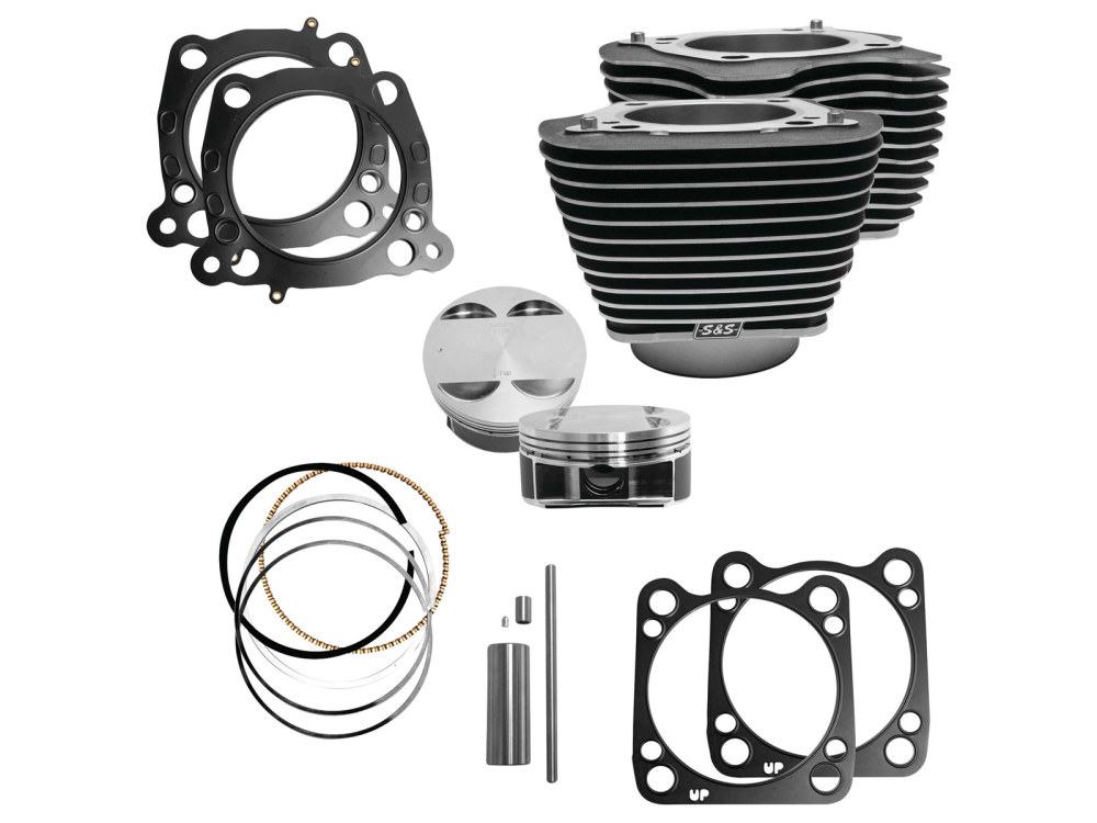 124ci Big Bore Kit with Highlighted Fins – Black. Fits Milwaukee-Eight 2017up with 107ci Engine.