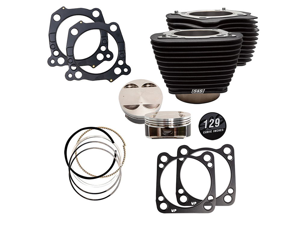 129ci Big Bore Kit with Non-Highlighted Fins - Black. Fits Milwaukee-Eight 2017up with 107ci Engine.
