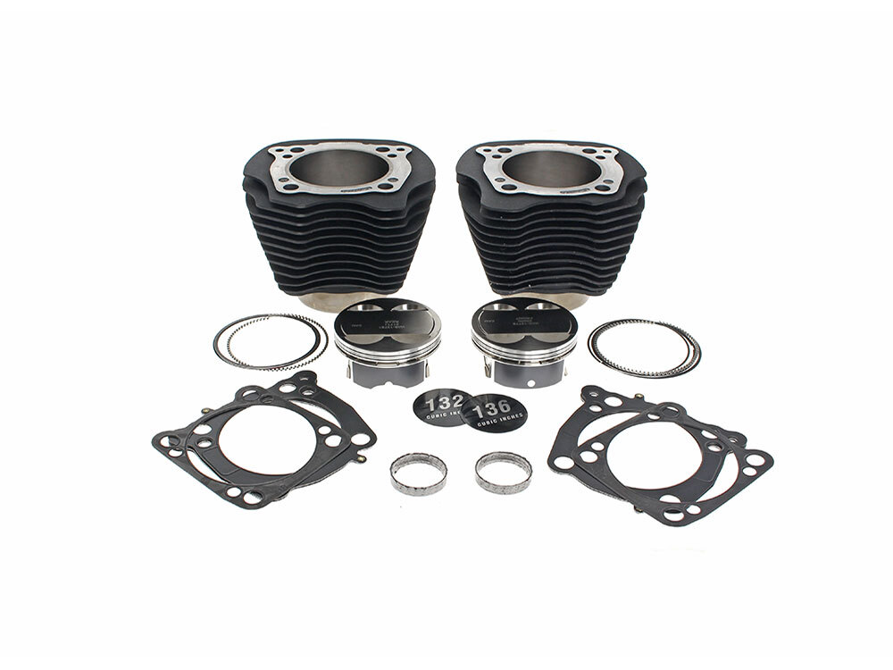 132ci Big Bore Kit with Non-Highlighted Fins & Mid Level Compression - Black. Fits Milwaukee-Eight 2017up 114ci or 117ci Engine