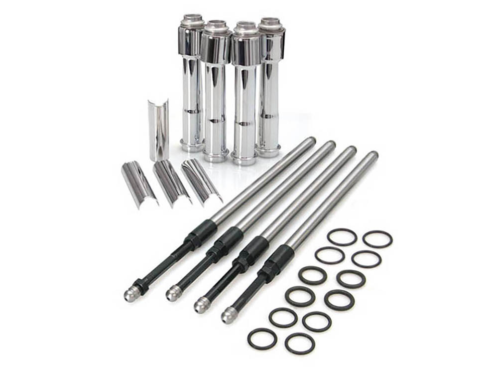 Quickee Adjustable Pushrods - Chrome. Fits Sportster 2004-2021