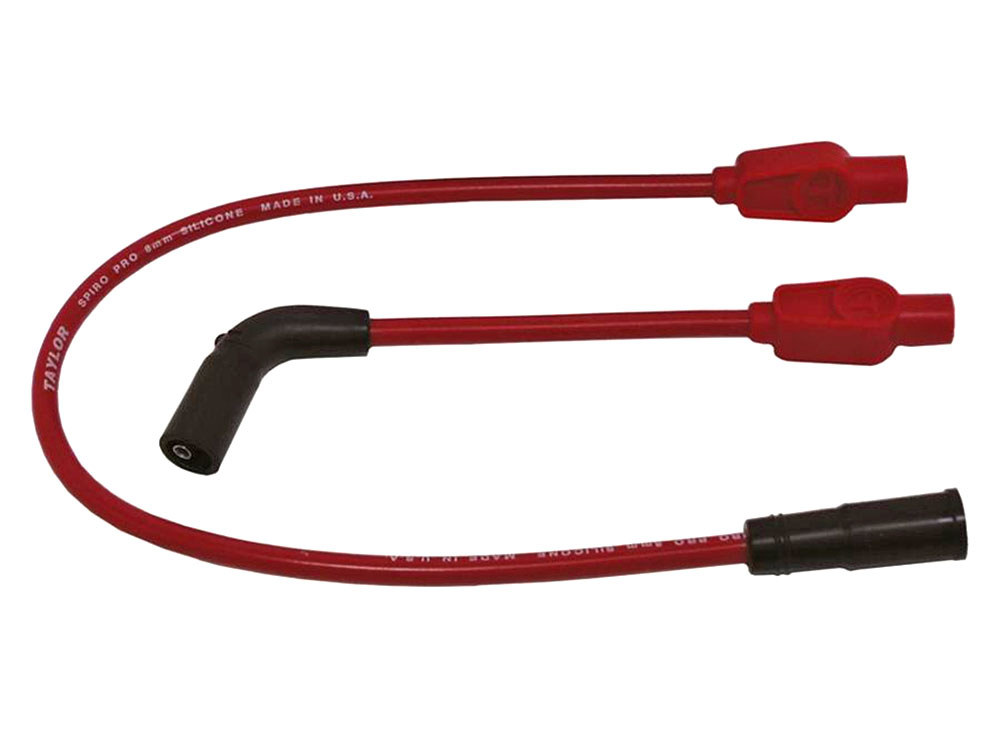 8mm Spark Plug Wire Set – Red. Fits Touring 1999-2008 with Carb and Sportster 2007-2021.