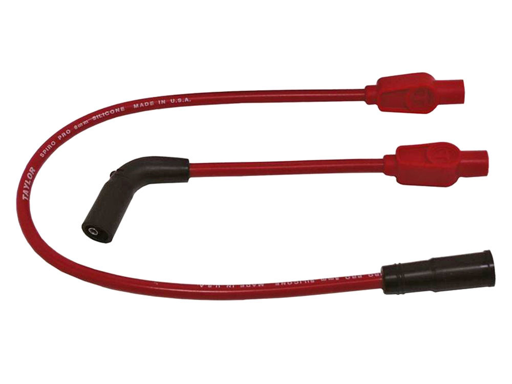 8mm Spark Plug Wire Set - Red. Fits Touring 1999-2008 with Carb and Sportster 2007-2021.