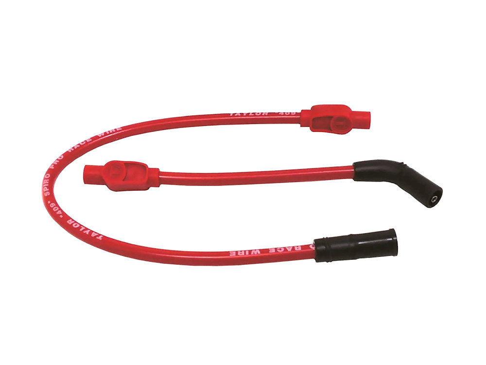 10.4mm Spark Plug Wire Set – Red. Fits Touring 1999-2008 with Carb and Sportster 2007-2021.