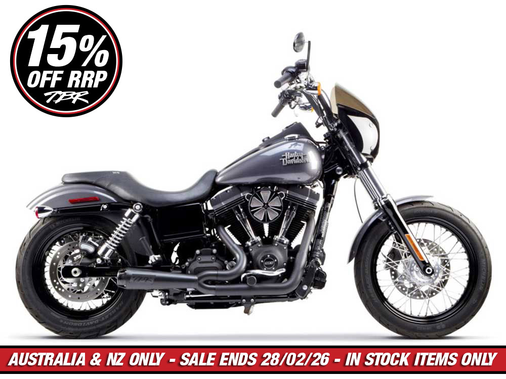 Comp-S 2-into-1 Exhaust - Black with Carbon Fiber End Cap. Fits Dyna 2006-2017.