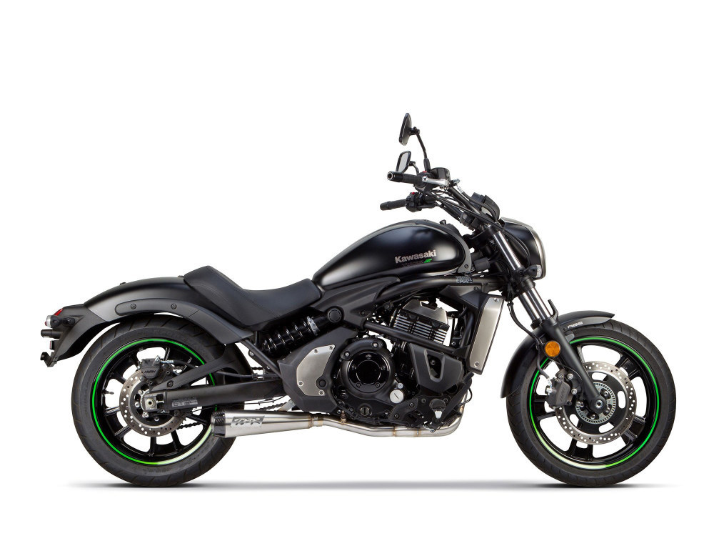 Comp-S 2-into-1 Exhaust - Stainless Steel with Carbon Fiber End Cap. Fits Kawasaki Vulcan 'S' 650cc 2015up. 