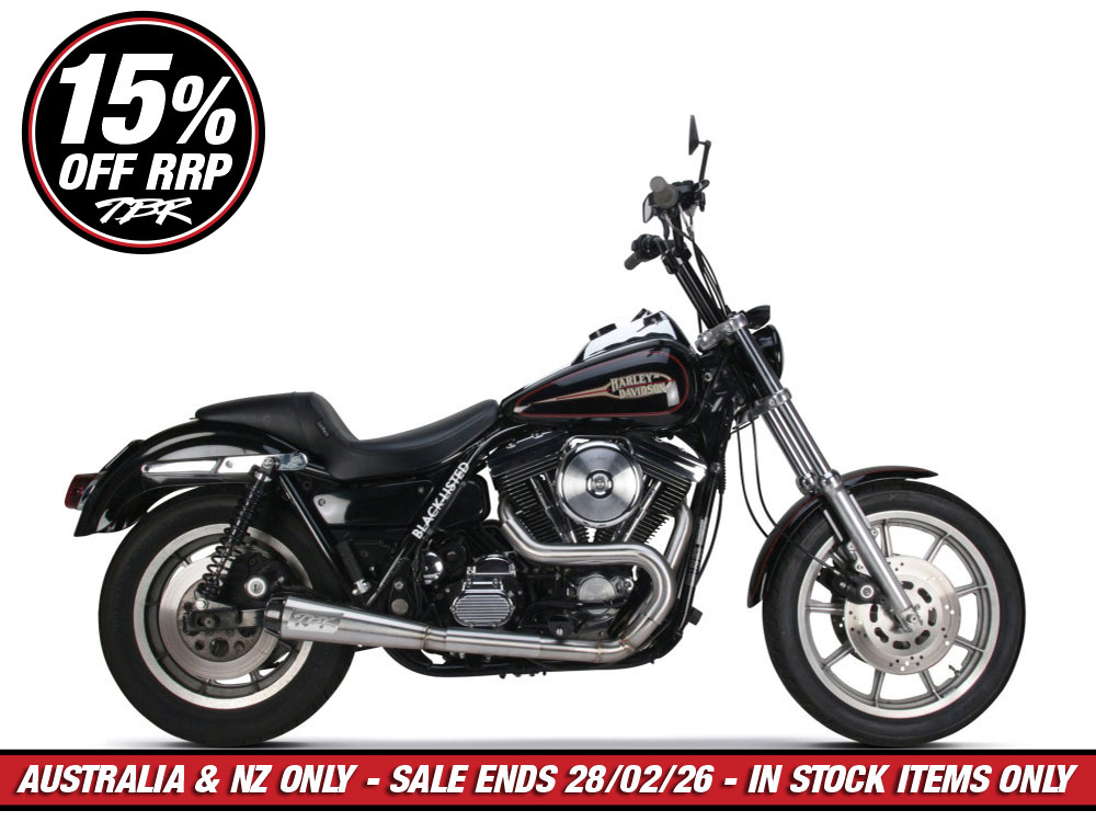 Comp-S 2-into-1 Exhaust - Stainless Steel with Carbon Fiber End Cap. Fits FXR 1987-1994.
