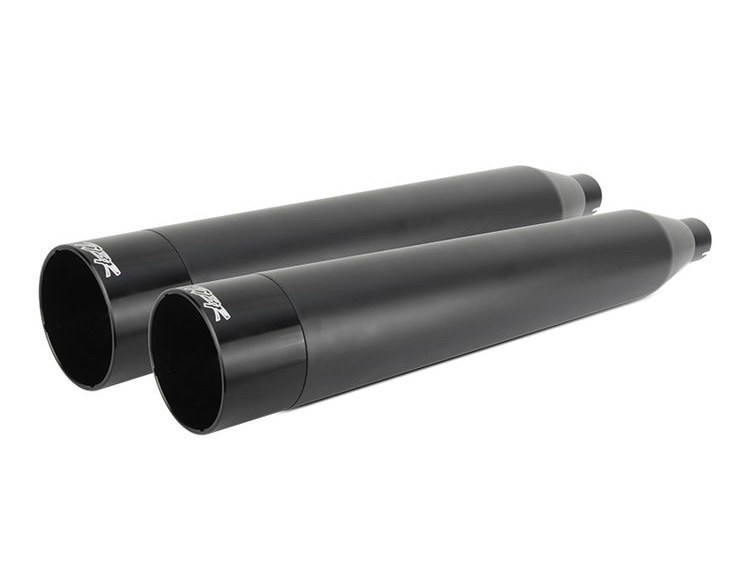 4in. Slip-On Mufflers - Black with Black End Caps. Fits Touring 2017up. 