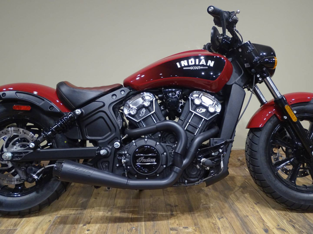 Comp-S 2-into-1 Exhaust - Stainless Steel with Carbon Fiber End Cap. Fits Indian Scout 2015up & also fits Victory Octane.