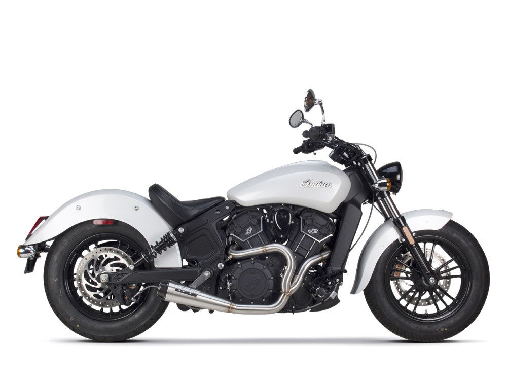 Comp-S 2-into-1 Exhaust - Stainless Steel with Carbon Fiber End Cap. Fits Indian Scout 2017up. 
