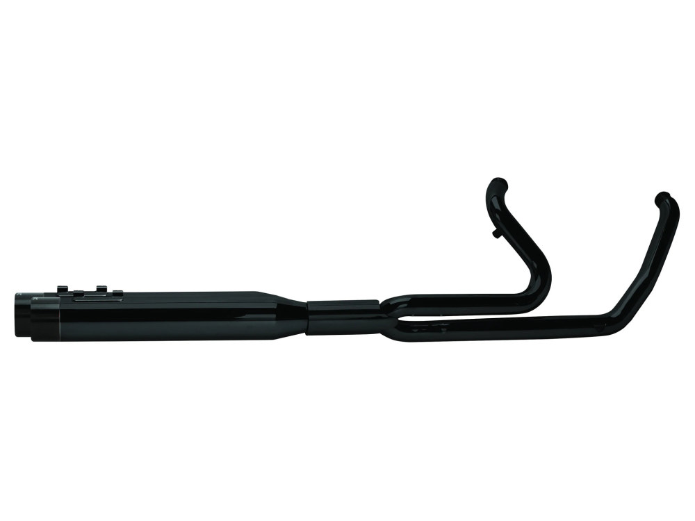 Full Length 2:1 Exhaust With Ghost Pipe – Black With Black Aluminium End Caps. Fits Touring 2017up.