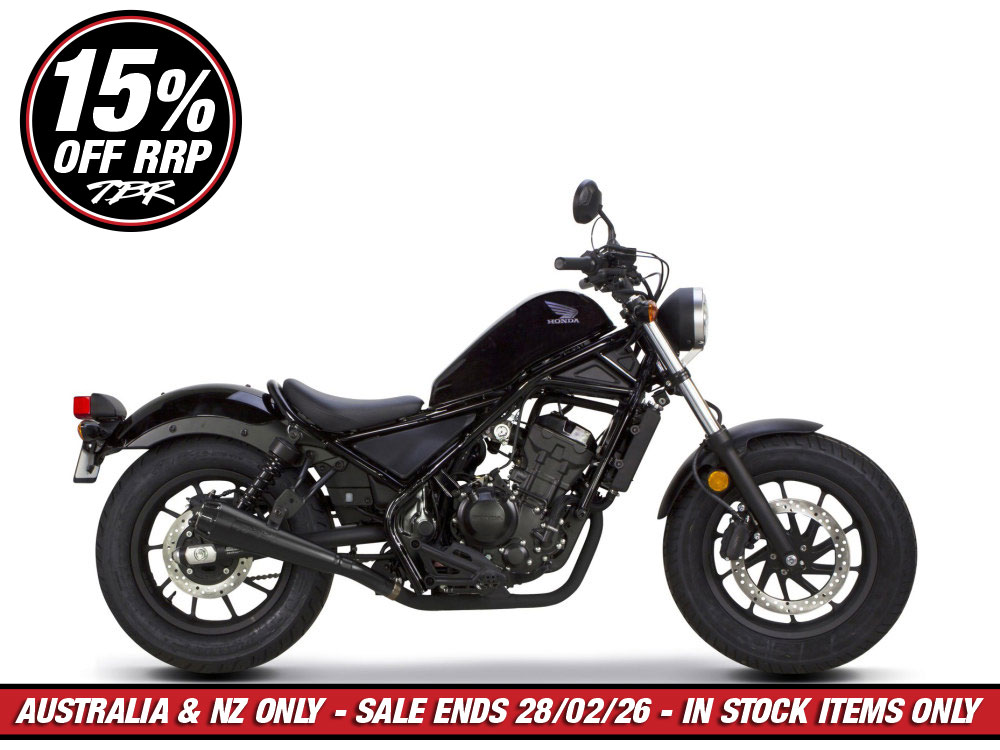 Comp-S Slip-On Muffler - Black with Carbon Fiber End Cap. Fits Honda CMX / Rebel 500cc 2017-2024