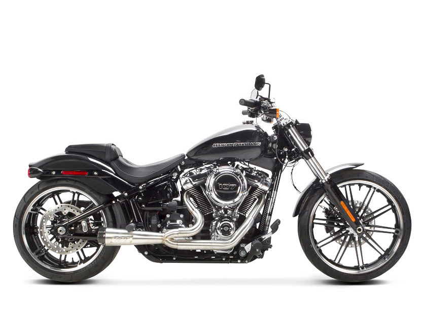 Comp-S 2-into-1 Exhaust - Stainless Steel with Carbon Fiber End Cap. Fits Softail Breakout & Fat Boy 2018up & FXDR 2019up.