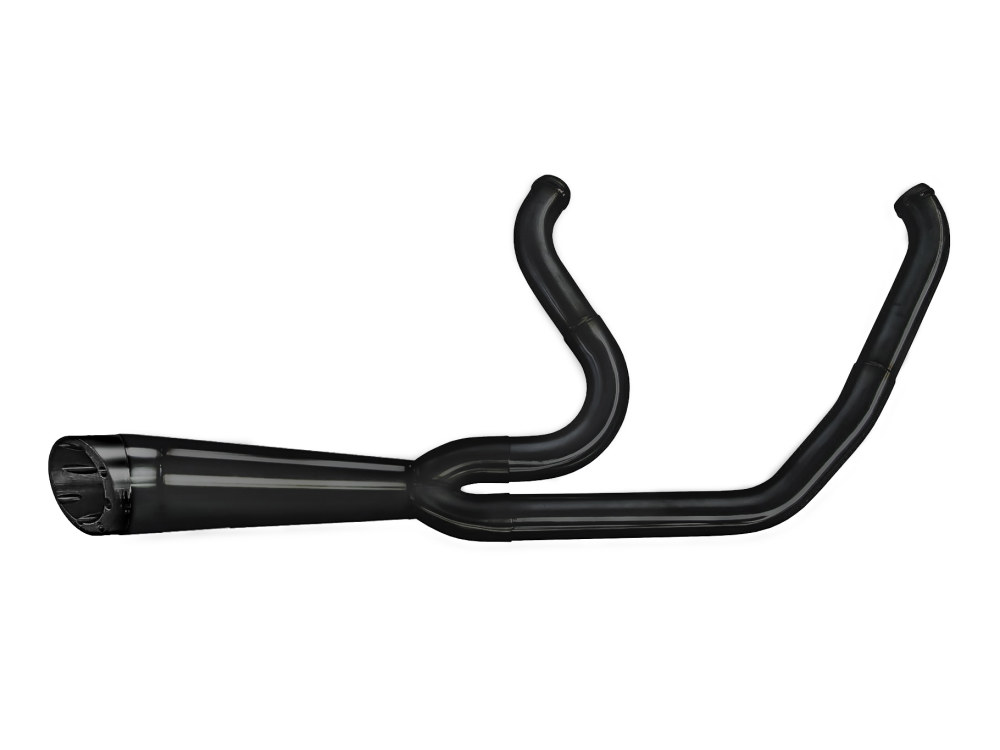 Shorty Turnout 2-into-1 Exhaust – Black with Black End Cap. Fits Softail 2018up.
