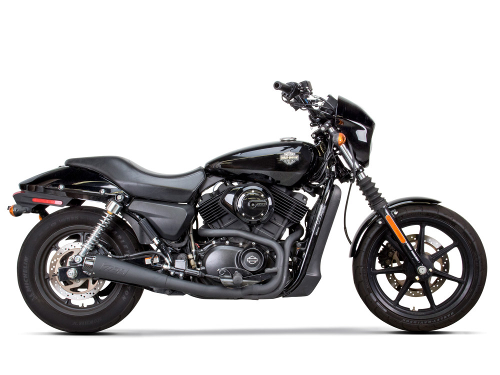 Comp-S 2-into-1 Exhaust - Black with Carbon Fiber End Cap. Fits Street 500 & Street Rod 750A 2015-2020.