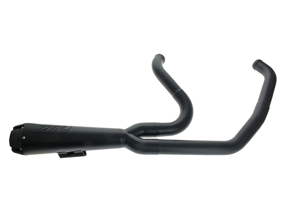 Comp-S 2-into-1 Exhaust - Black with Carbon Fiber End Cap. Fits Softail 2000-2017, Rocker 2008-2011 & Breakout 2013-2017