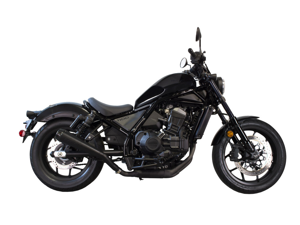 Comp-S Slip-On Muffler – Black with Carbon Fiber End Cap. Fits Honda CMX / Rebel 1100cc 2021up.