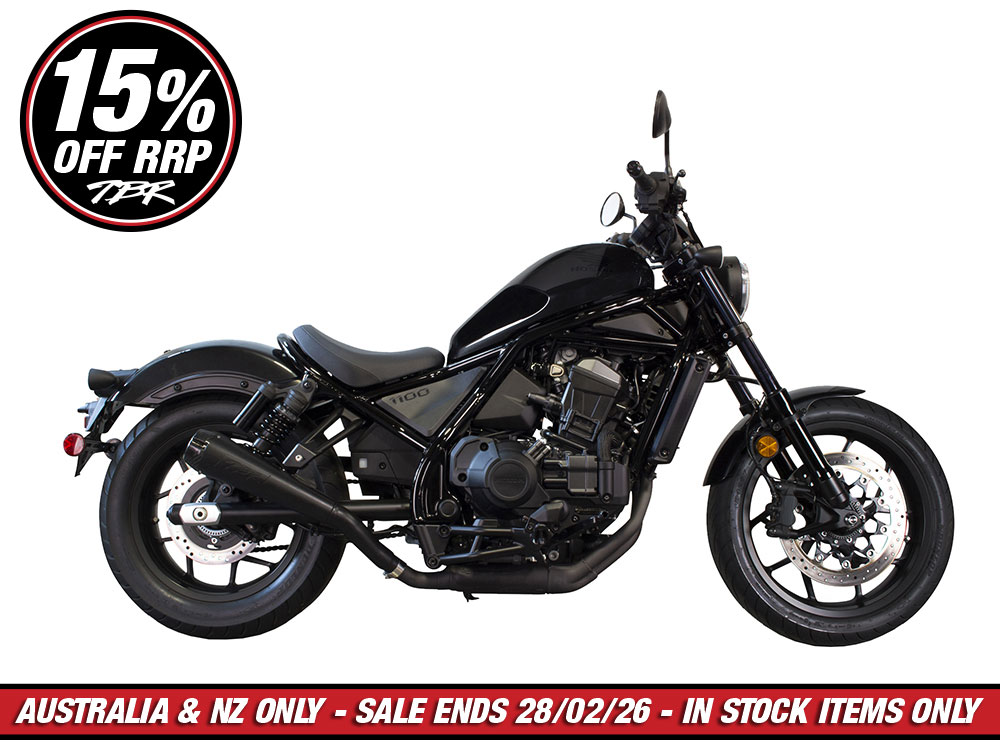 Comp-S Slip-On Muffler - Black with Carbon Fiber End Cap. Fits Honda CMX / Rebel 1100cc 2021up.