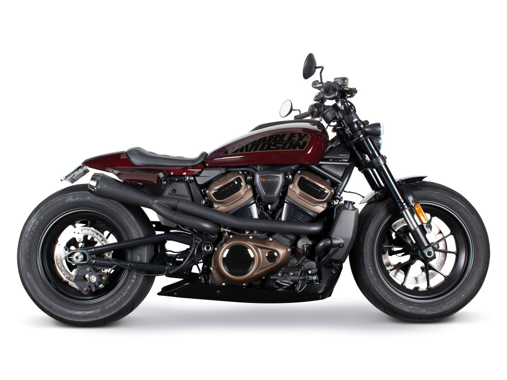 Comp-S 2-into-1 Exhaust - Black with Carbon Fiber End Cap. Fits Sportster S 2021up.